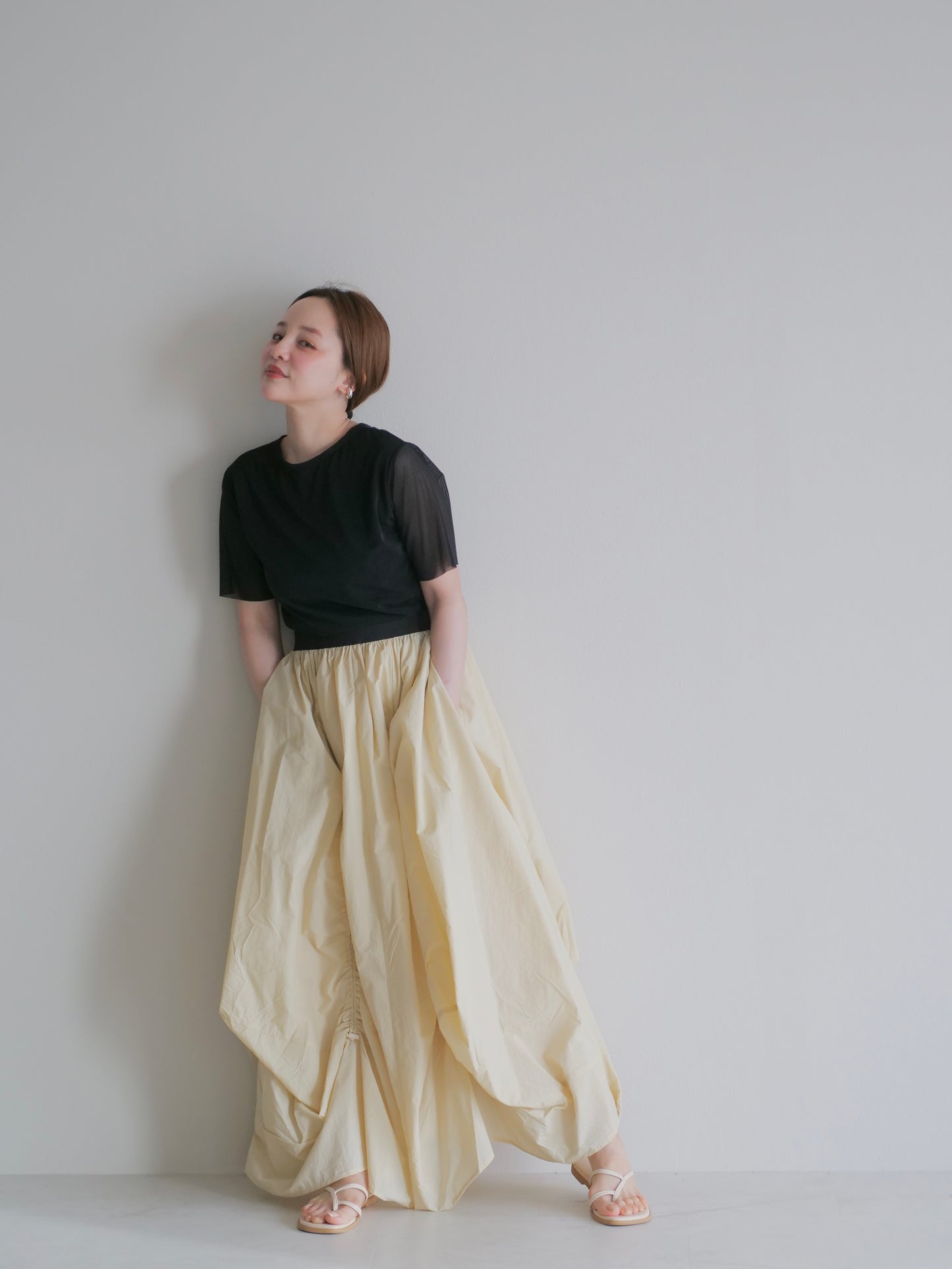 model:145cm (beige/short)