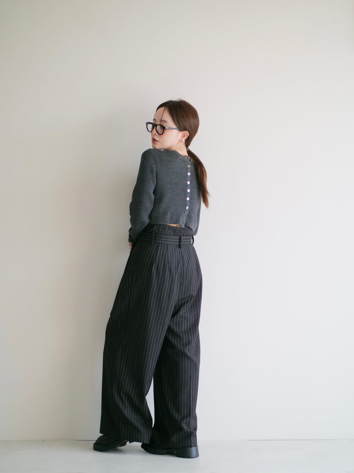 Belted stripe pants