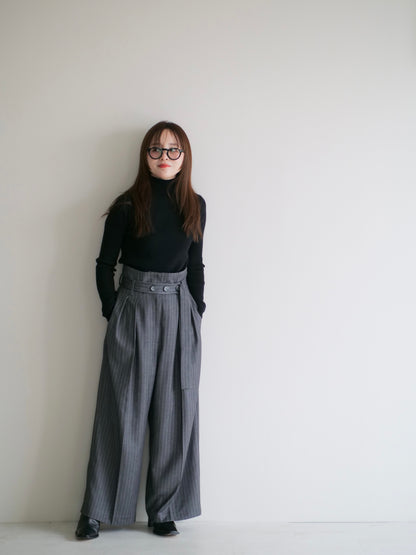 Belted stripe pants