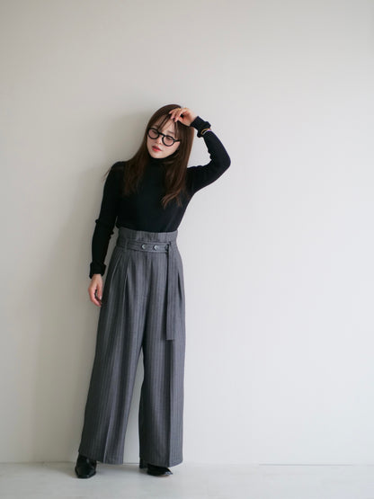 Belted stripe pants