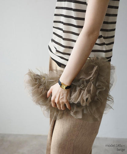 tulle half moon bag