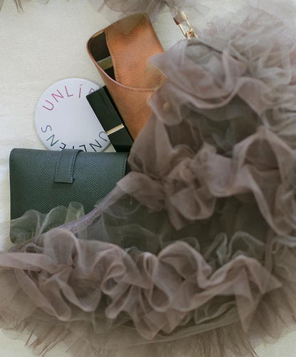 tulle half moon bag
