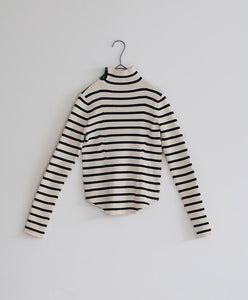 Button-Detail High Neck Knit