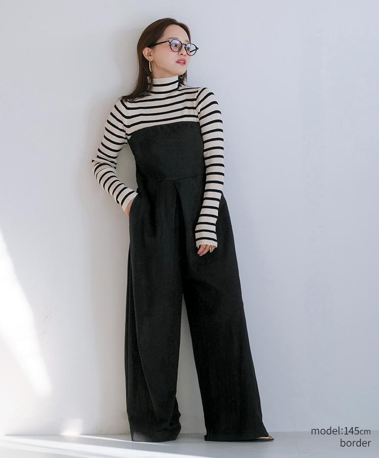 Button-Detail High Neck Knit