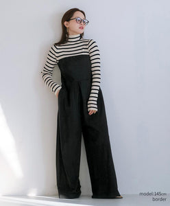 Button-Detail High Neck Knit