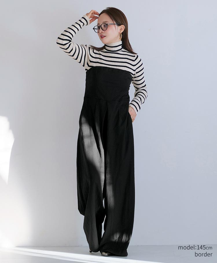 Button-Detail High Neck Knit