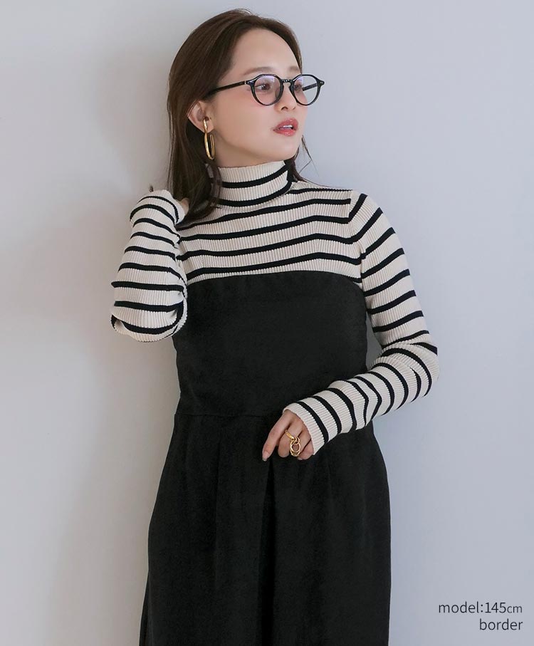 Button-Detail High Neck Knit