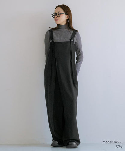 Button-Detail High Neck Knit