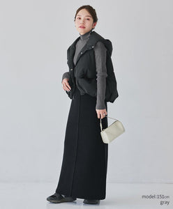 Button-Detail High Neck Knit
