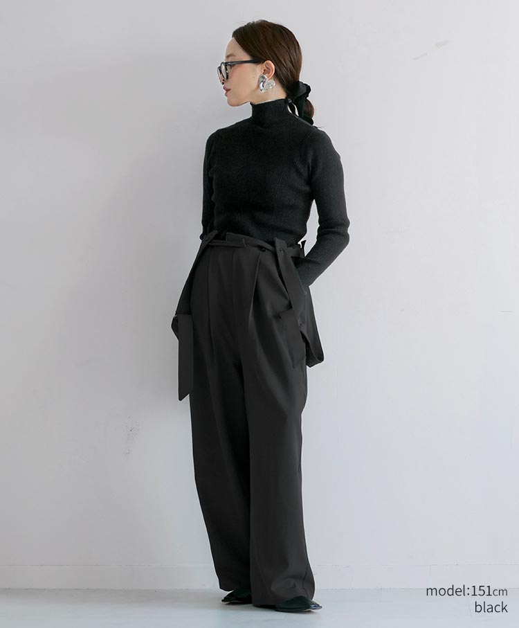 Button-Detail High Neck Knit