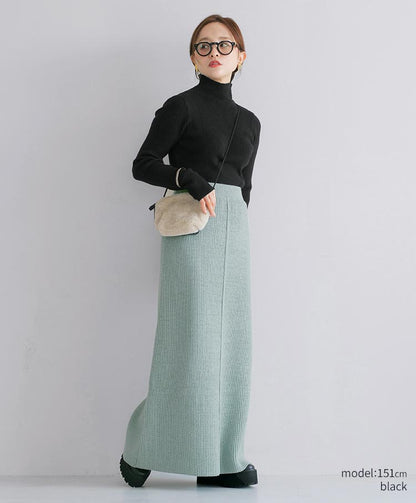 Button-Detail High Neck Knit