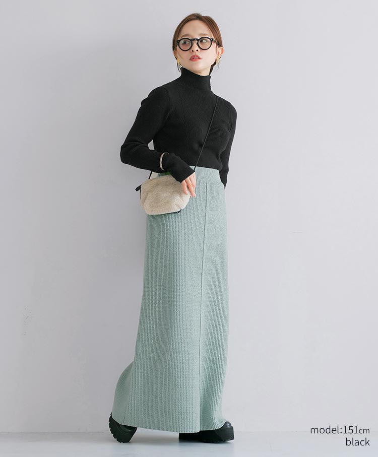 Button-Detail High Neck Knit