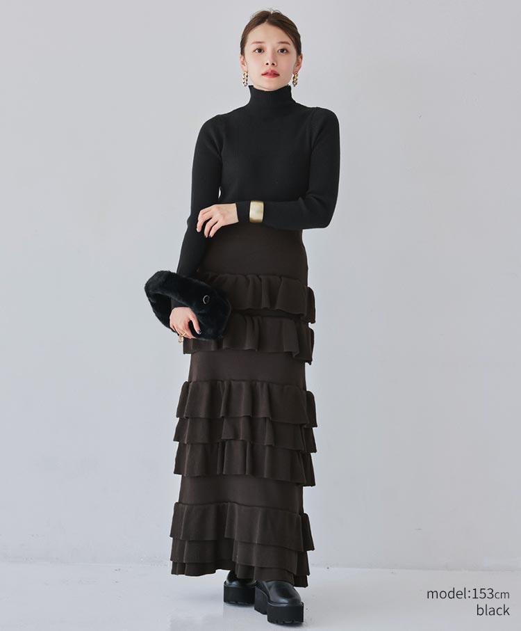 Button-Detail High Neck Knit