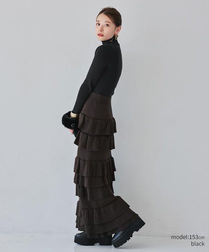 Button-Detail High Neck Knit
