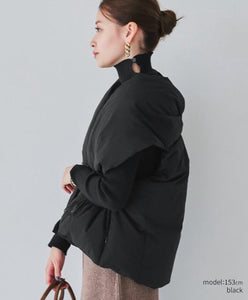 Button-Detail High Neck Knit