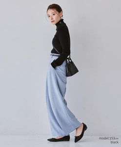 Button-Detail High Neck Knit