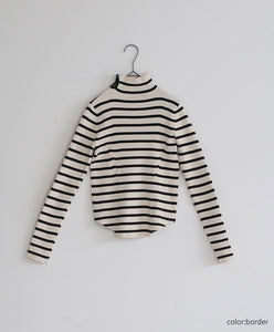 Button-Detail High Neck Knit