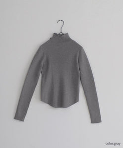 Button-Detail High Neck Knit