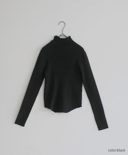 Button-Detail High Neck Knit