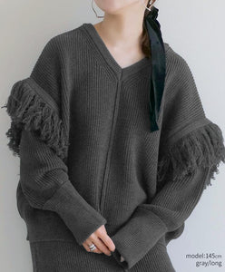2way Fringe Knit Set-Up